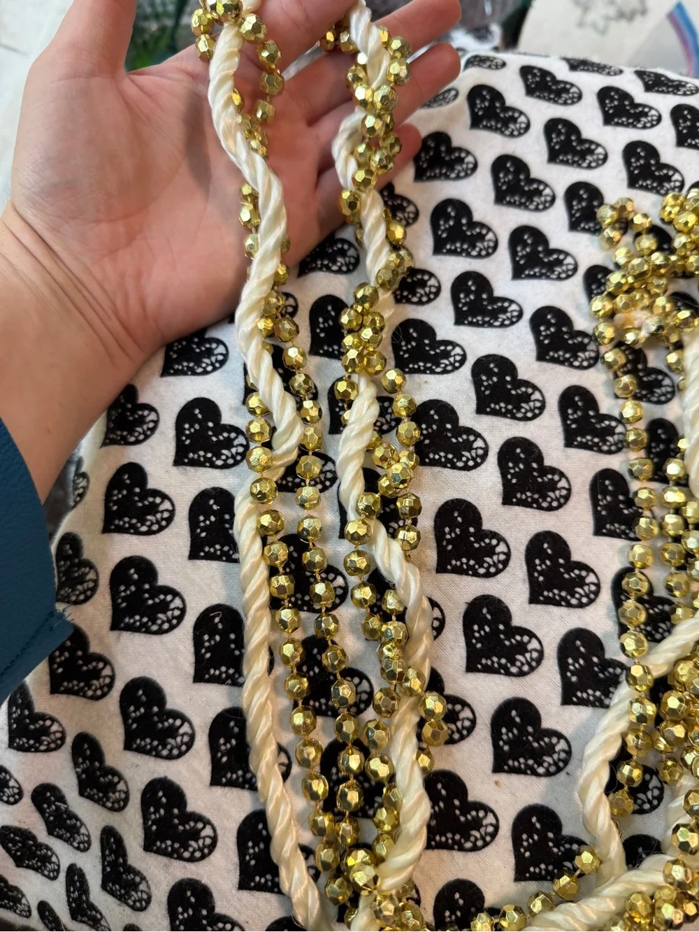 braided bead and twisted rope Christmas garland